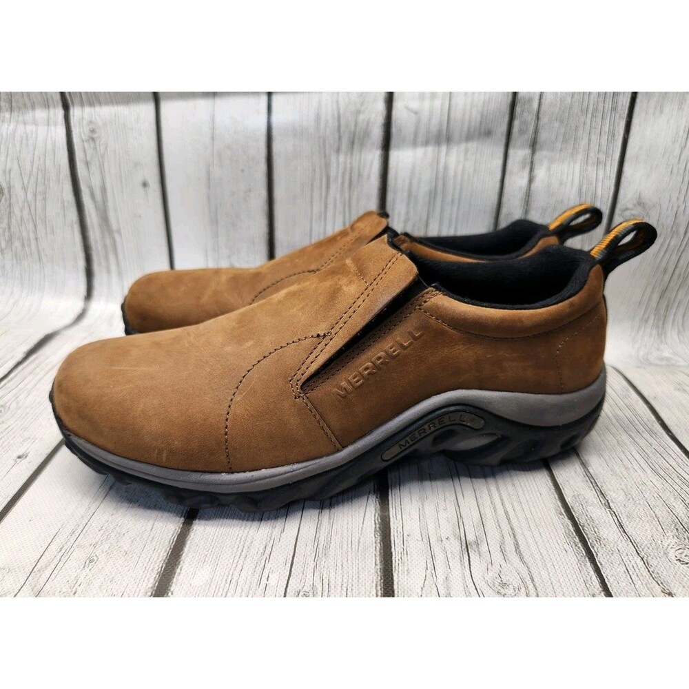 Merrell Jungle Moc Mens 9.5 Nubuck Brown Leather Waterproof Slip On Shoes J60831